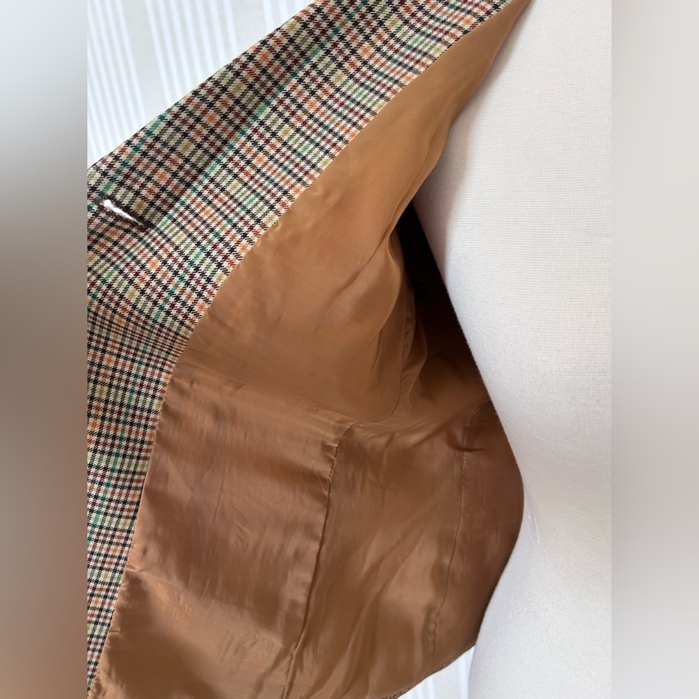 Talbots Women’s Plaid Tailored Blazer Jacket Brown Multicolor Houndstooth Size 6 - Picture 8 of 9